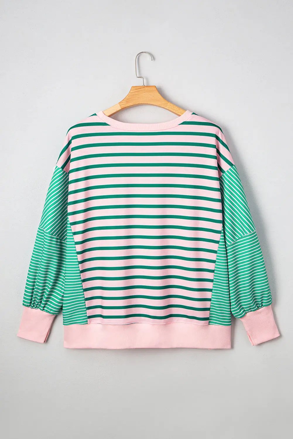 Green Stripe Color Block Exposed Seam Plus Size Sweatshirt Dear-Lover Dropshipping